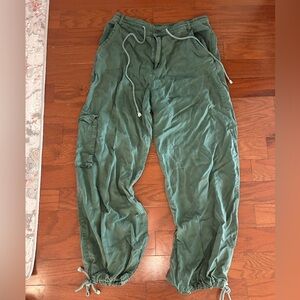 Casual Green Drawstring Cargo Pants